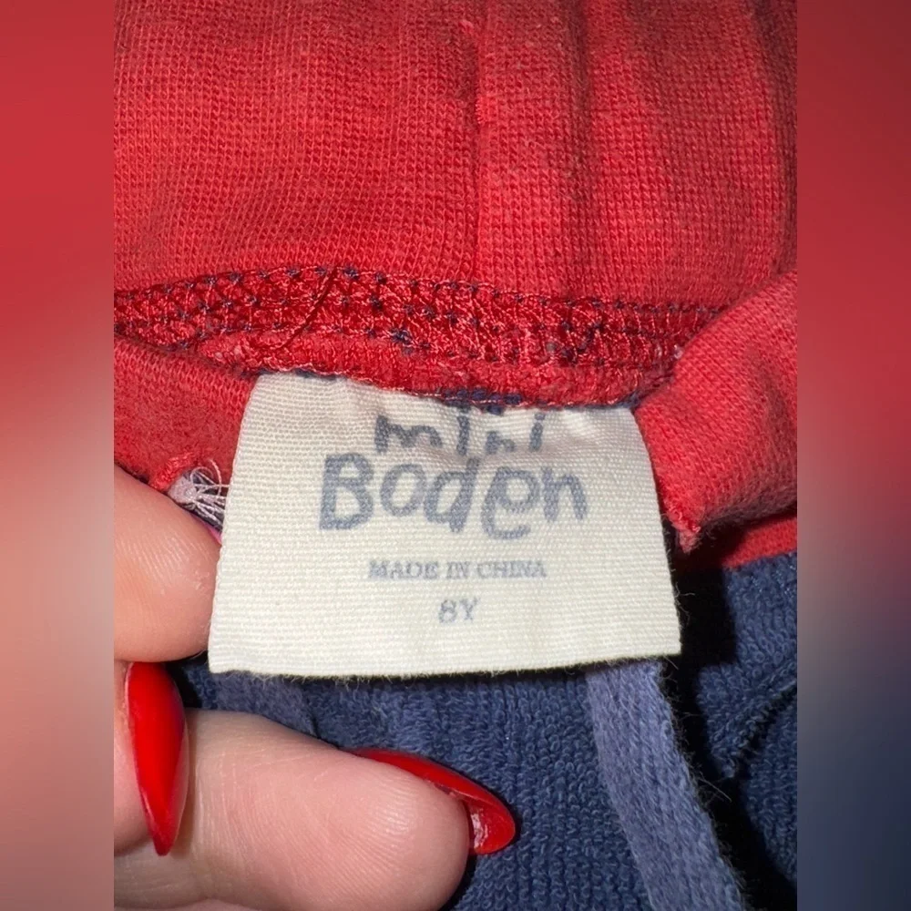 Mini Boden Terry Cloth 7/8 Red/White/Blue Jacket and Pants